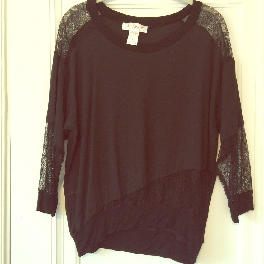 5th Culture black lace top